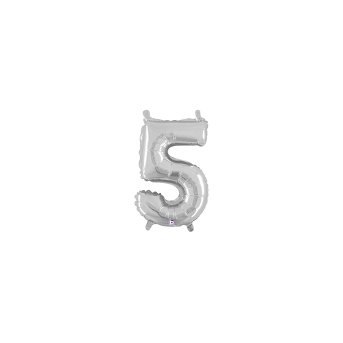 36cm Number 5 Silver Foil Balloon - Air Fill ONLY #2534845SP - Each (Pkgd.)