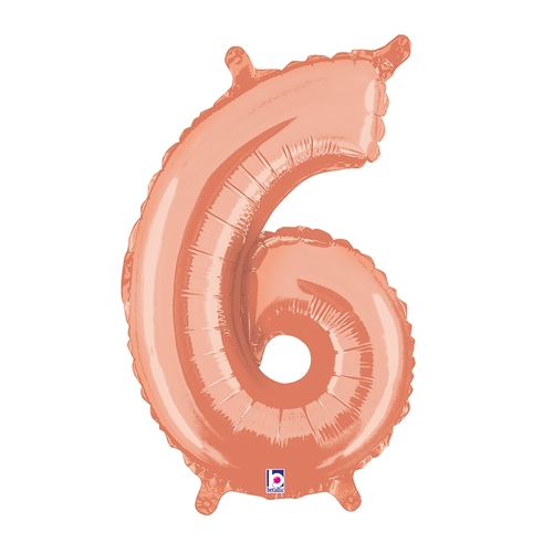 36cm Number 6 Rose Gold Foil Balloon - Air Fill ONLY #2534846RGP - Each (Pkgd.)