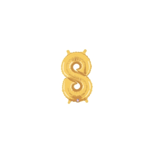 36cm Number 8 Gold Foil Balloon - Air Fill ONLY #2534848GP - Each (Pkgd.)