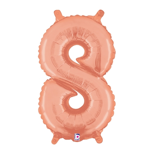 36cm Number 8 Rose Gold Foil Balloon - Air Fill ONLY #2534848RGP - Each (Pkgd.)