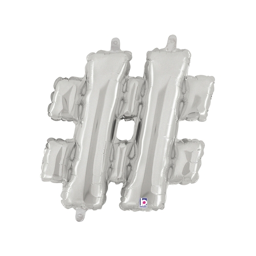 36cm Hashtag Silver Foil Balloon - Air Fill ONLY #2534862SP - Each (Pkgd.)