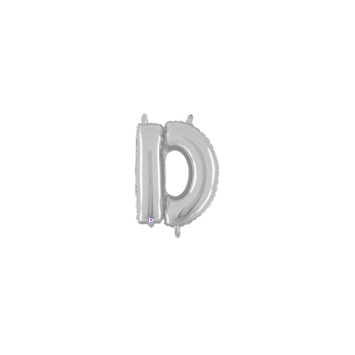 36cm Letter D Silver Foil Balloon - Air Fill ONLY #2534904DSP - Each (Pkgd.)