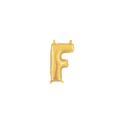 36cm Letter F Gold Foil Balloon - Air Fill ONLY #2534906FGP - Each (Pkgd.)