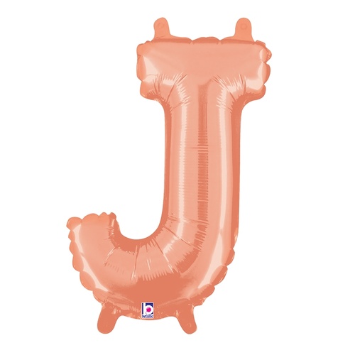 36cm Letter J Rose Gold Foil Balloon - Air Fill ONLY #2534910JRGP - Each (Pkgd.)