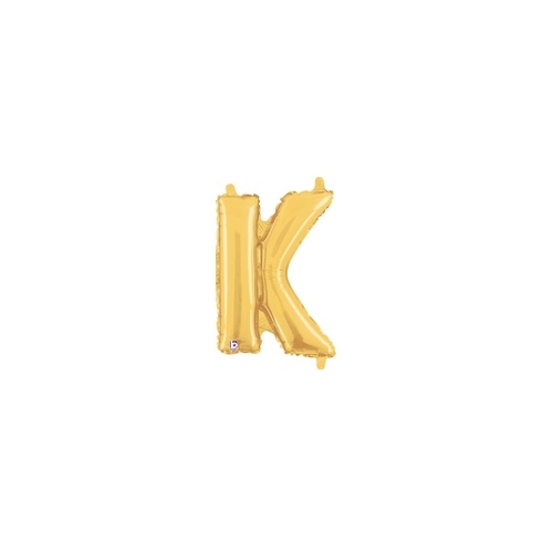 36cm Letter K Gold Foil Balloon - Air Fill ONLY #2534911KGP - Each (Pkgd.)
