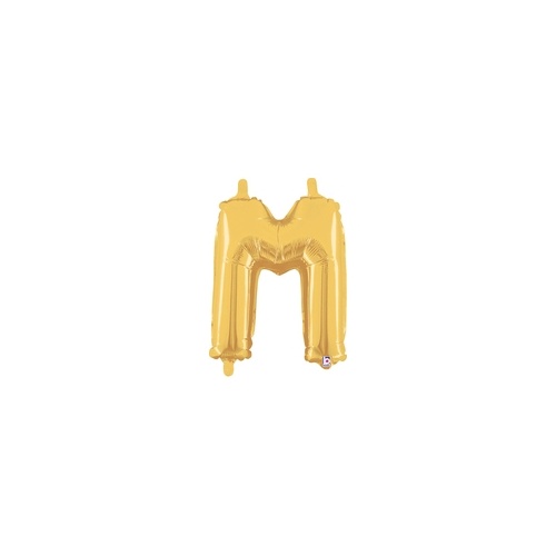 36cm Letter M Gold Foil Balloon - Air Fill ONLY #2534913MGP - Each (Pkgd.)