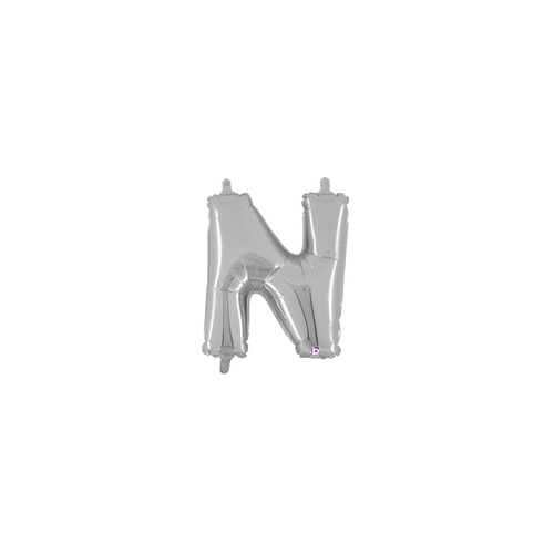 36cm Letter N Silver Foil Balloon - Air Fill ONLY #2534914NSP - Each (Pkgd.)