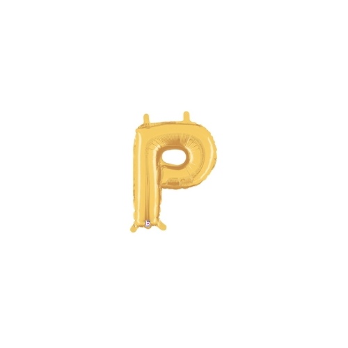 36cm Letter P Gold Foil Balloon - Air Fill ONLY #2534916PGP - Each (Pkgd.)