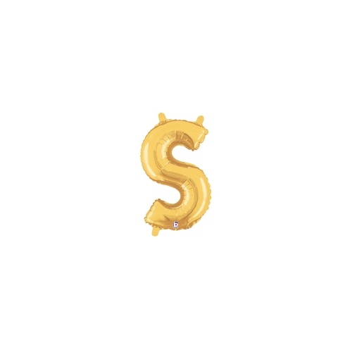 36cm Letter S Gold Foil Balloon - Air Fill ONLY #2534919SGP - Each (Pkgd.)