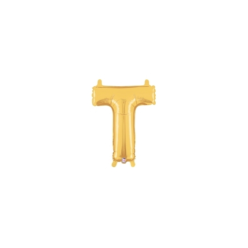 36cm Letter T Gold Foil Balloon - Air Fill ONLY #2534920TGP - Each (Pkgd.)