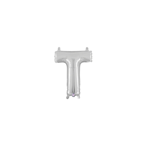 36cm Letter T Silver Foil Balloon - Air Fill ONLY #2534920TSP - Each (Pkgd.)