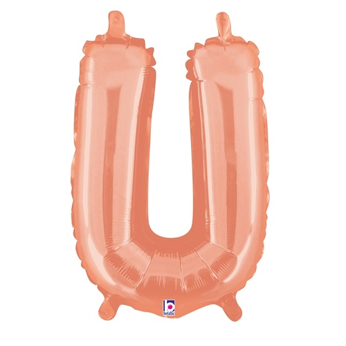 36cm Letter U Rose Gold Foil Balloon - Air Fill ONLY #2534922URGP - Each (Pkgd.)