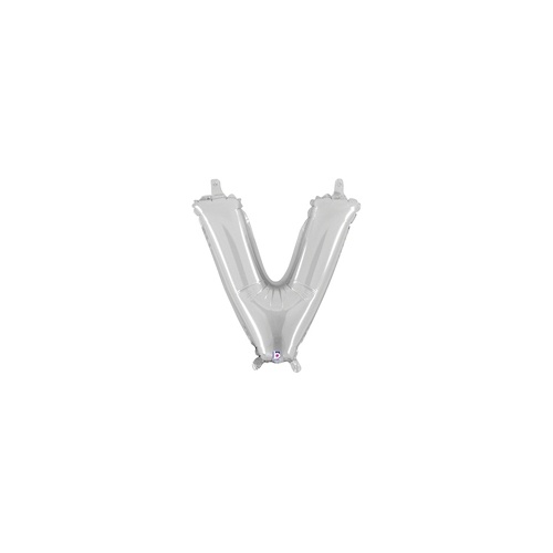 36cm Letter V Silver Foil Balloon - Air Fill ONLY #2534923VSP - Each (Pkgd.)
