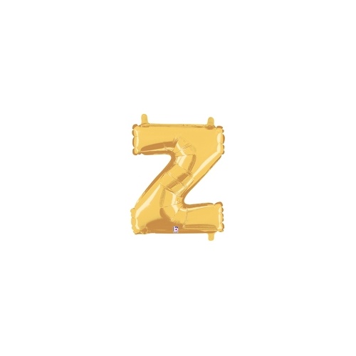36cm Letter Z Gold Foil Balloon - Air Fill ONLY # 2534927ZGP - Each (Pkgd.)