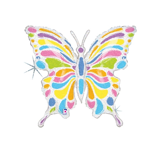 83cm Shape Holographic Pastel Butterfly Foil Balloon #30G35087H - Each (Pkgd.)