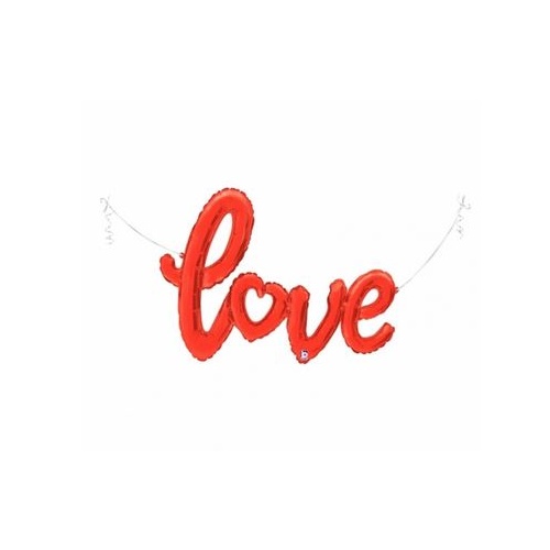 Shape Love Script Red 119cm - Air Fill - Foil Balloon #2535741P - Each (Pkgd.)