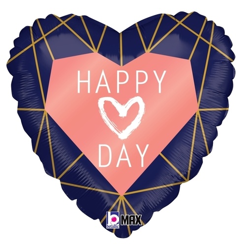 45cm Heart Heart Geo Navy Foil Balloon #2536921P - Each (Pkgd.) 