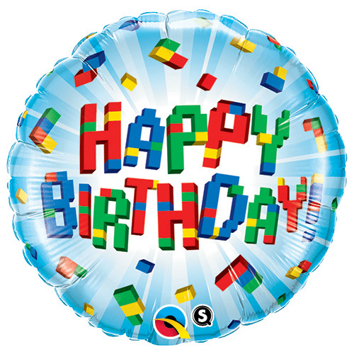 45cm Round Foil Birthday Exploding Blocks #25541 - Each (Pkgd.) 