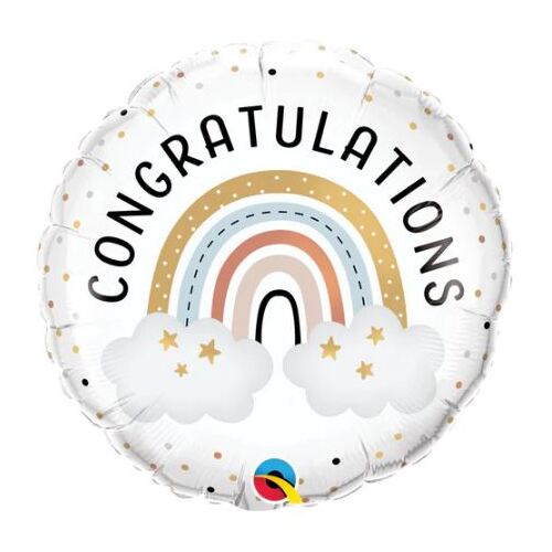 45cm Round Foil Congratulations Boho Rainbow #25759 - Each (Pkgd.)  