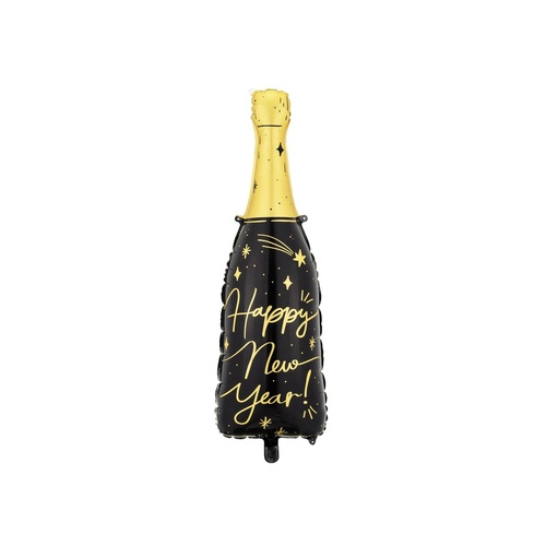 98cm Happy New Year Bottle Black & Gold Foil Balloon #25PD26164 - Each (Pkgd.)