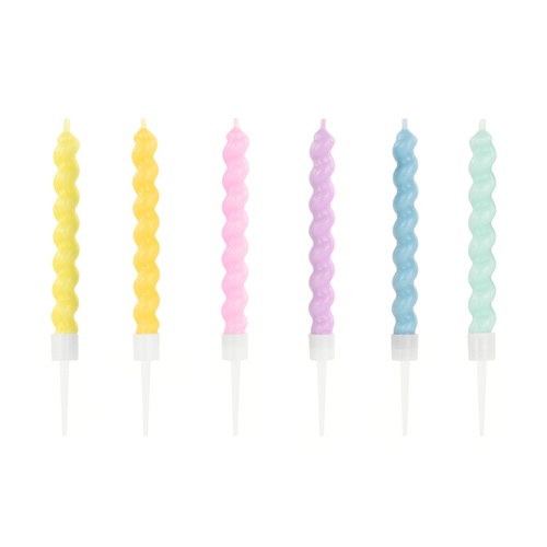 Candles Curly Pastel 8.5cm #25SCS15 - 6Pk (Pkgd.)