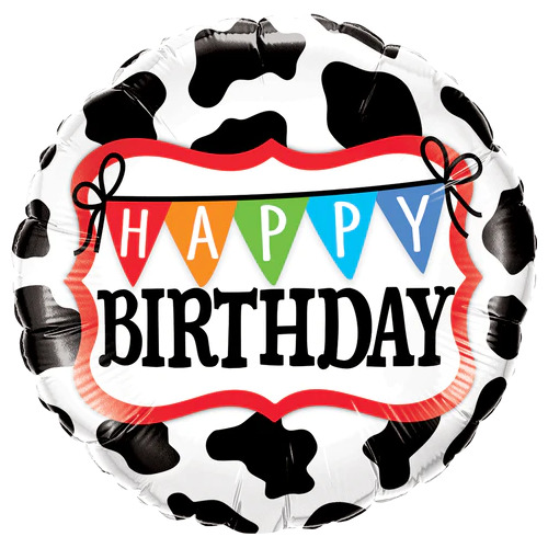 45cm Round Birthday Holstein Cow Pattern #26553 - Each (Pkgd.) 