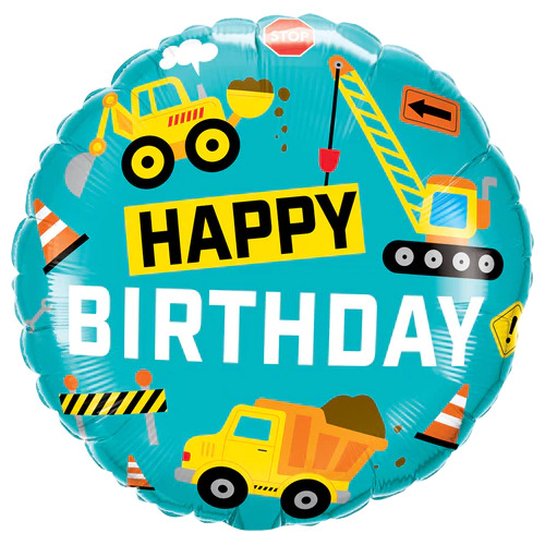 45cm Round Foil Birthday Construction #27007 - Each (Pkgd.) 