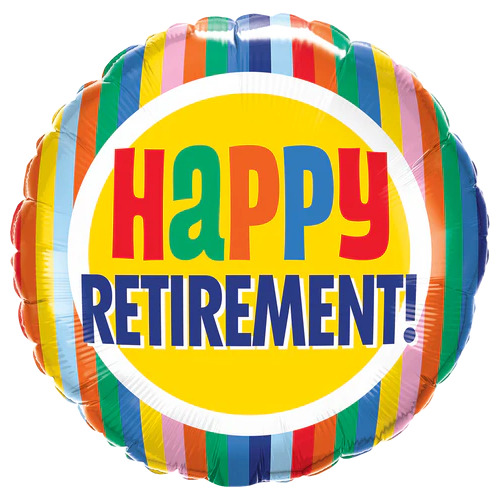 45cm Round Foil Retirement Colorful Stripes #27016 - Each (Pkgd.)