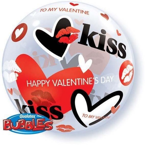 56cm Single Bubble Valentine's Kisses & Hearts #27539 - Each 