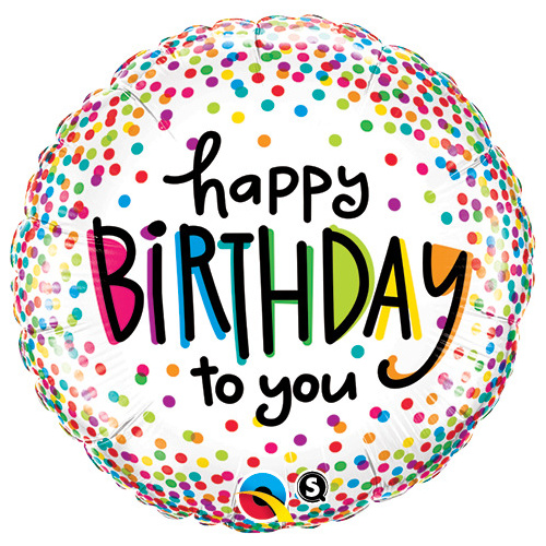 45cm Round Foil Birthday Sprinkled Dots #28126 - Each (Pkgd.) 