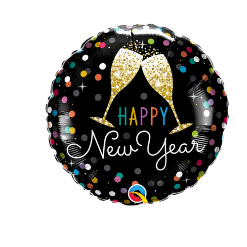 45cm New Year Bubbly Wine Toast Foil Balloon #28214 - Each (Pkgd.)