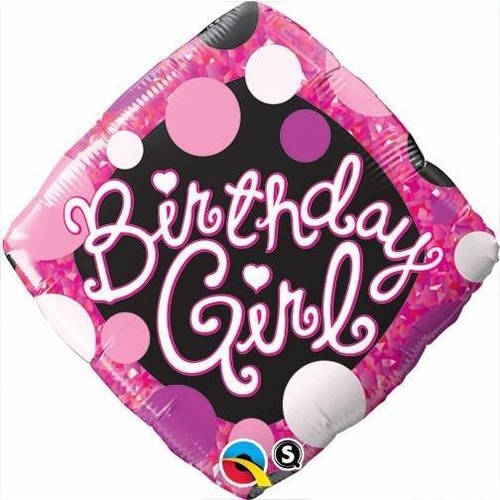 DISC 45cm Diamond Foil Birthday Girl Pink & Black #29592 - Each (Pkgd.)