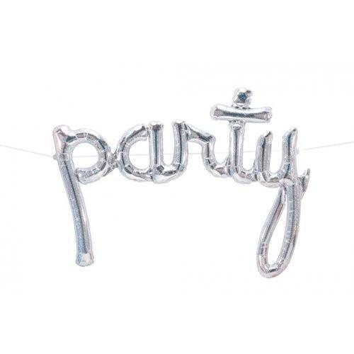Script Party Holographic Silver 110cm - Air Fill - Northstar Foil Balloon #3001334 - Each (Pkgd.)