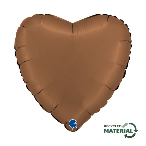 45cm Heart Satin Chocolate Plain Foil Balloon #30180000SCTP - Each (Pkgd.)