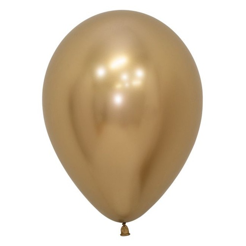12cm Round Reflex Gold Sempertex Plain Latex #30206396 - Pack of 50