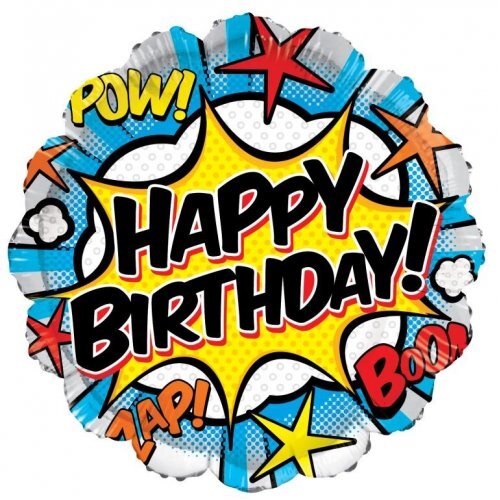 45cm Round Foil Birthday Comics #30209023 - Each (Pkgd.) TEMPORARILY UNAVAILABLE