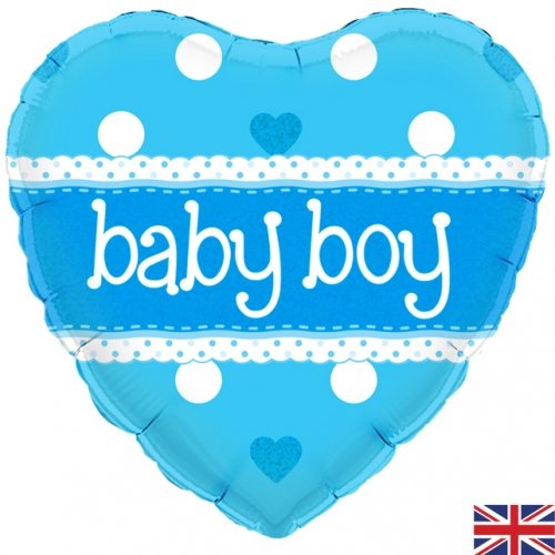 45cm Baby Boy Blue Heart Foil Balloon #30210704 - Each (Pkgd.)