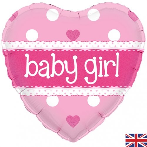 45cm Baby Girl Pink Heart Foil Balloon #30210705 - Each (Pkgd.)