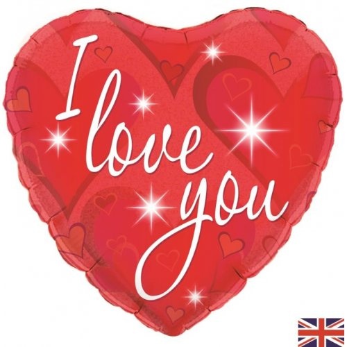 45cm I Love You Sparkles Hearts Foil Balloon #30210765 - Each (Pkgd.)