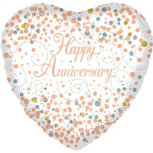 45cm Heart Foil Anniversary Sparkling Fizz Rose Gold #30210826 - Each (Pkgd.) 