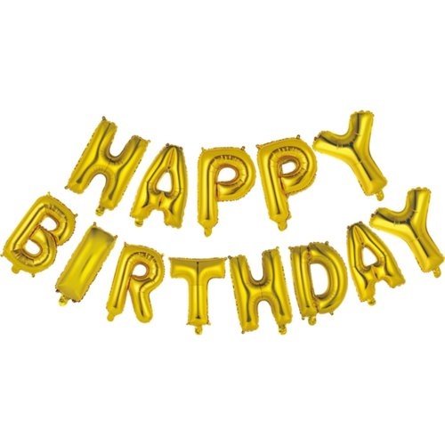 36cm Happy Birthday Gold Letter Foil Balloon Kit - Air Fill ONLY #30213652 - Each (Pkgd.)
