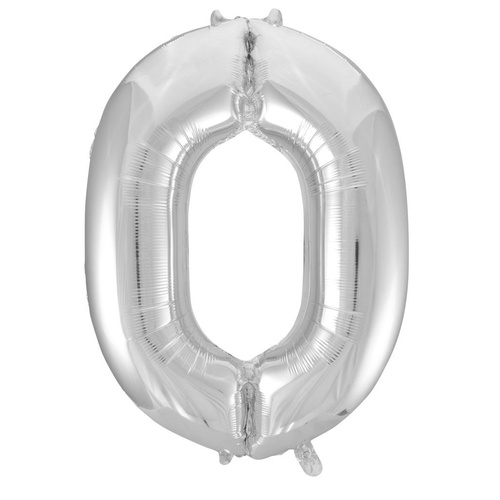 86cm Number 0 Silver Foil Balloon #30213700 - Each (Pkgd.) LOW STOCK