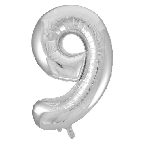 86cm Number 9 Silver Foil Balloon #213709 - Each (Pkgd.)