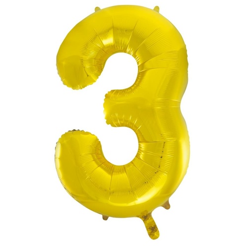86cm Number 3 Gold Foil Balloon #30213713 - Each (Pkgd.) 