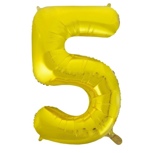 86cm Number 5 Gold Foil Balloon #30213715 - Each (Pkgd.) 