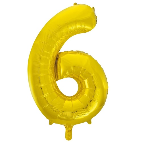 86cm Number 6 Gold Foil Balloon #30213716 - Each (Pkgd.) TEMPORARILY UNAVAILABLE
