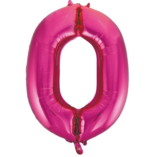 86cm Number 0 Magenta Foil Balloon #30213720 - Each (Pkgd.)