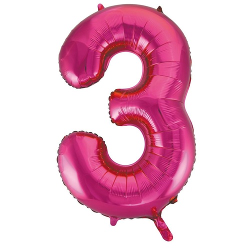 86cm Number 3 Magenta Foil Balloon #30213723 - Each (Pkgd.) 