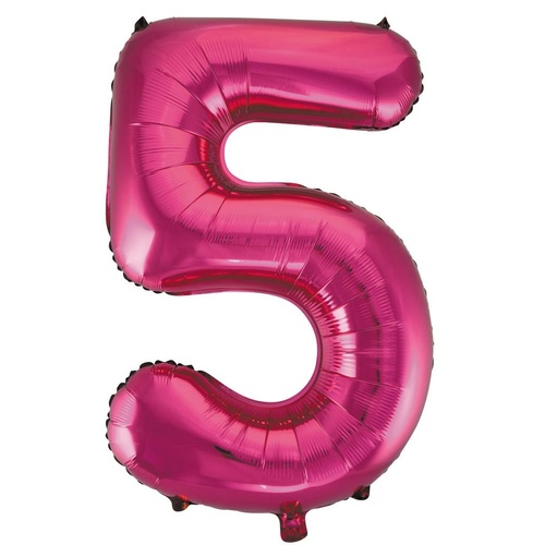 86cm Number 5 Magenta Foil Balloon #30213725 - Each (Pkgd.)