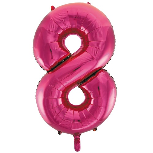 86cm Number 8 Magenta Foil Balloon #213728 - Each (Pkgd.) 
